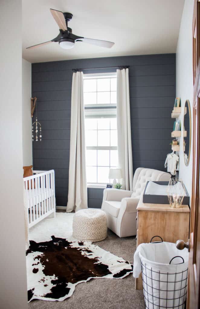 blue nursery with fan 