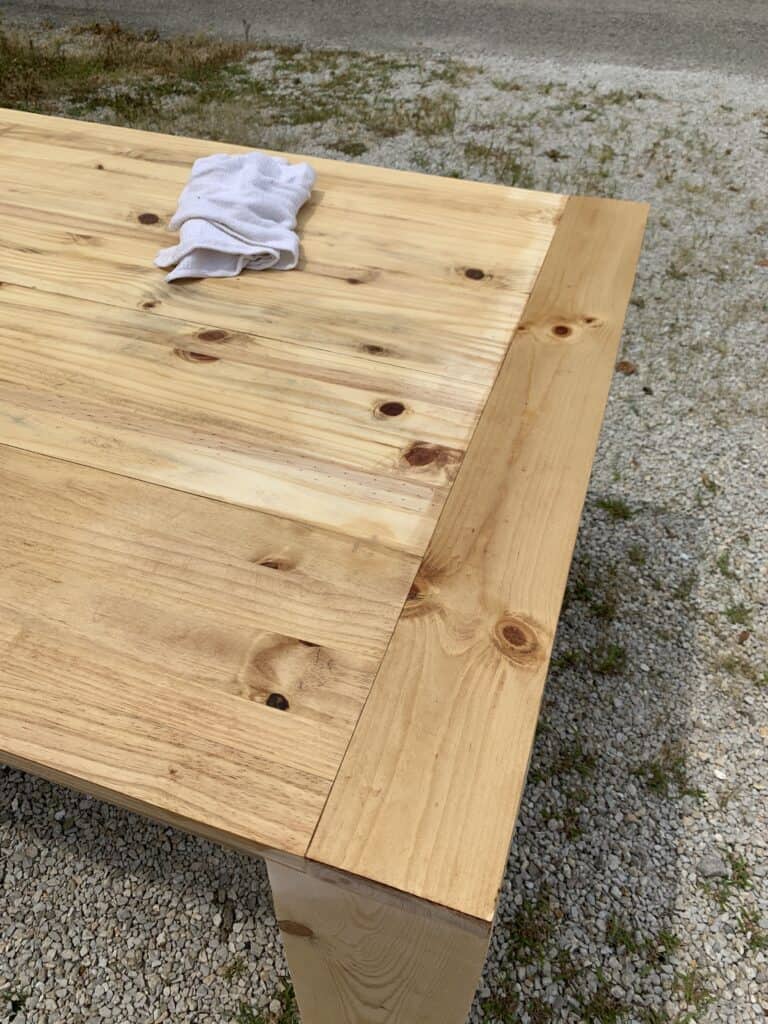 staining dining table 