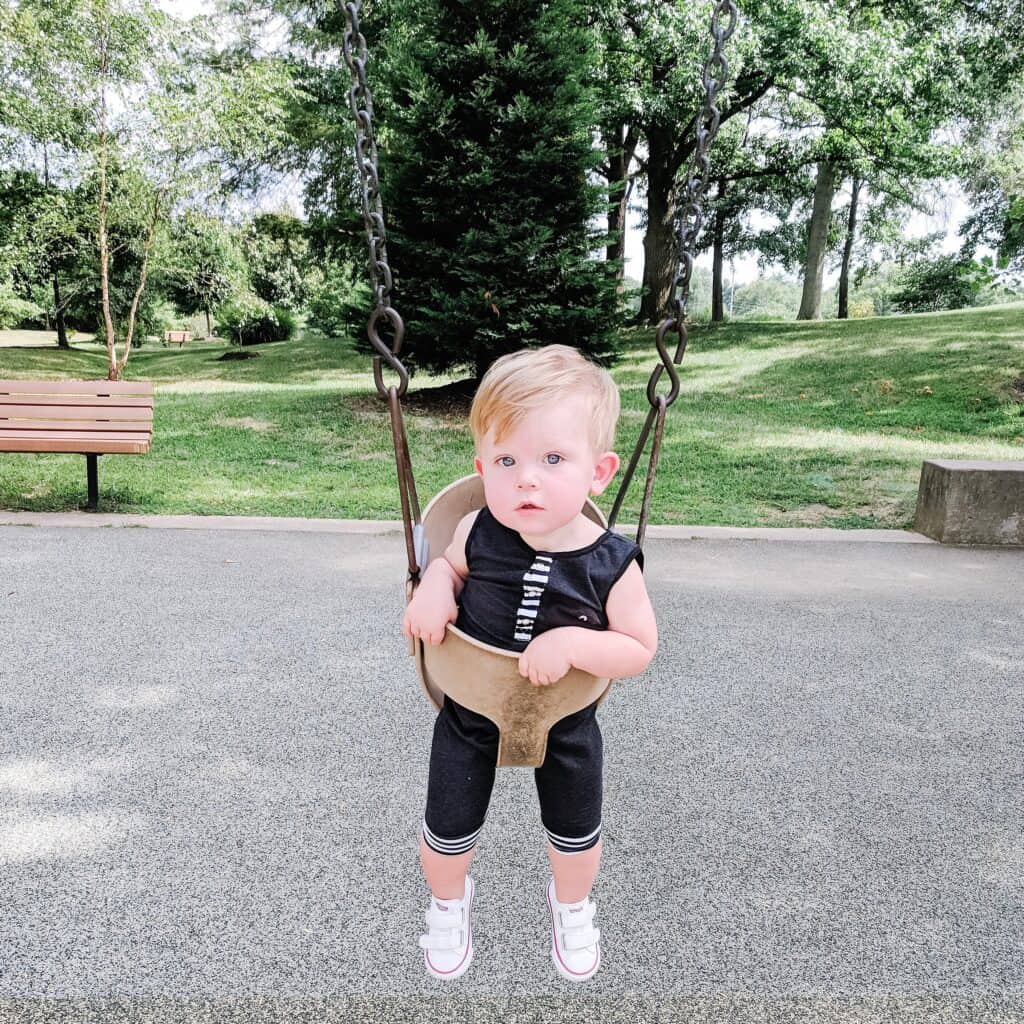 1 year old boy in swing 