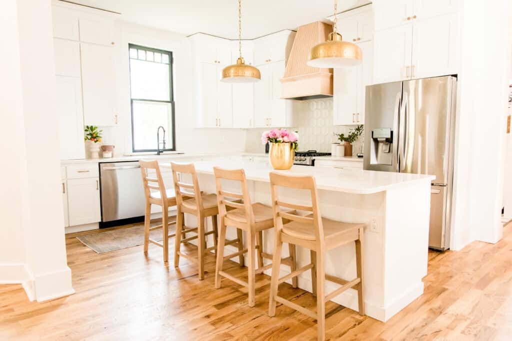 white kitchen with natural hood