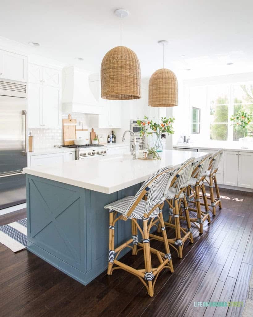 white and blue kitchen 