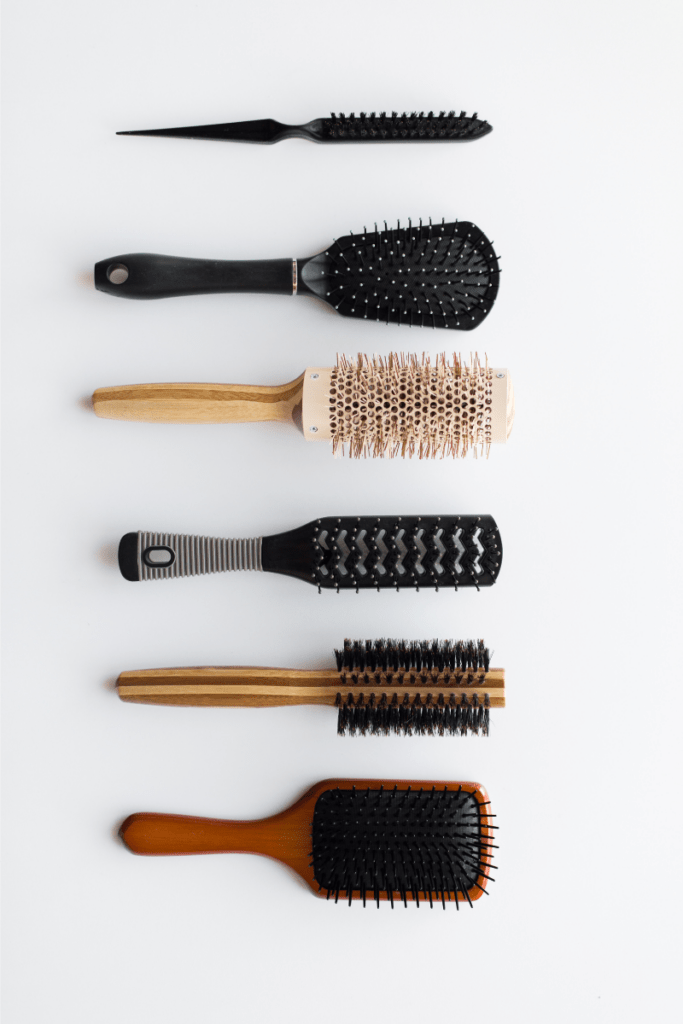 hairbrushes all lined up 