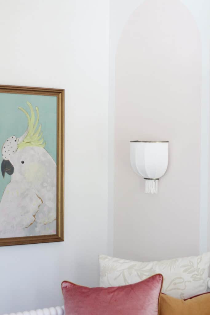 bird photo and wall sconce