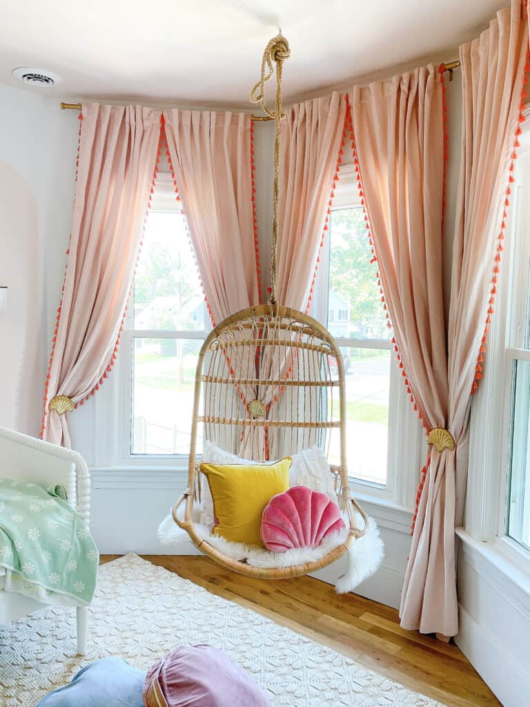 hanging chair in girls room