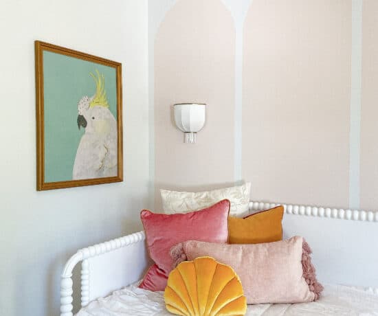 pink mustard and mint kids room