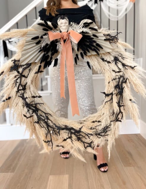 Pampas grass halloween wreath 