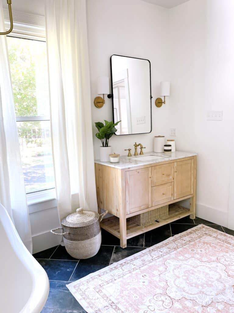 Cane Vanity in Master Bathroom 