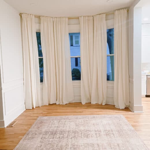 Dining Room with Long White curtains