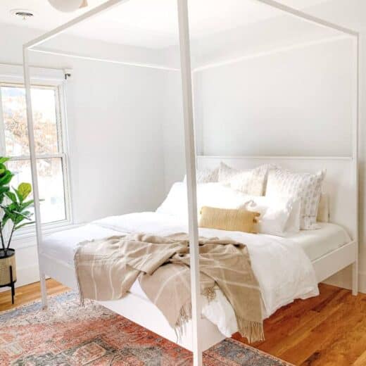 DIY Canopy bed in master bedroom