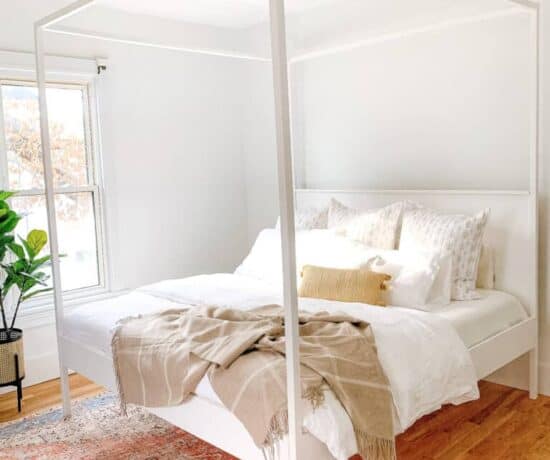 DIY Canopy bed in master bedroom