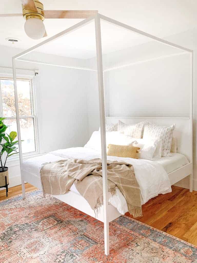 DIY Canopy bed in master bedroom