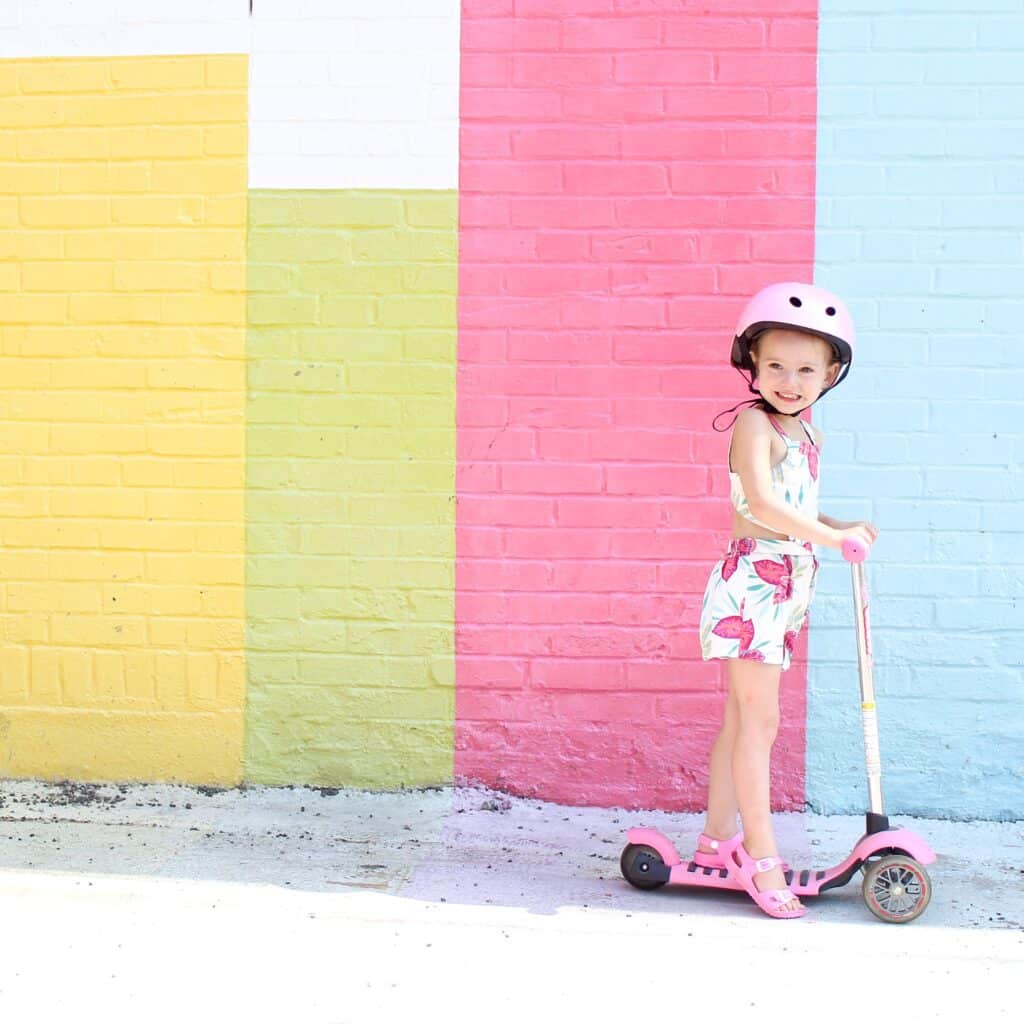 toddler girl on scooter