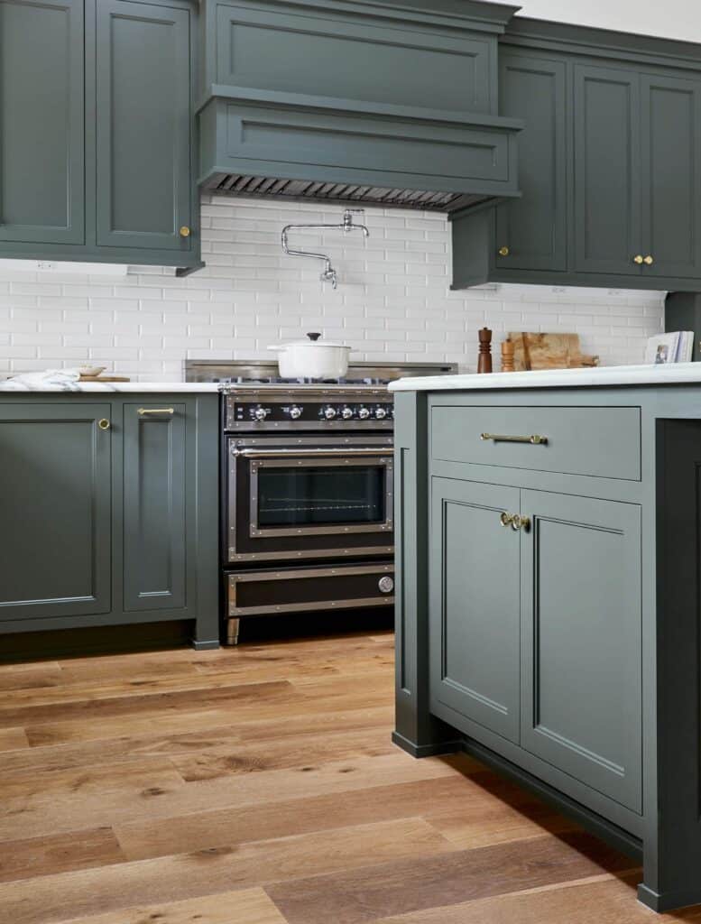 green painted kitchen cabinets