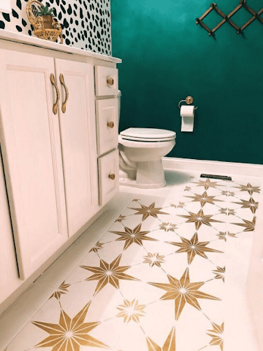 painting bathroom tile with stencil