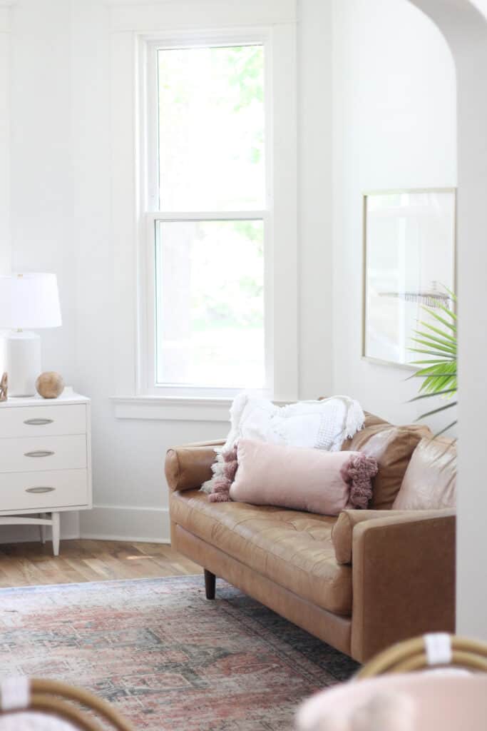 Living room with leather sofa