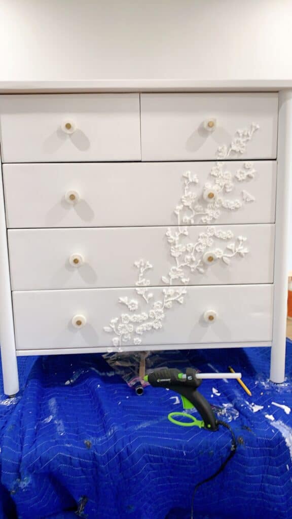 IKEA dresser with Resin molds on it 