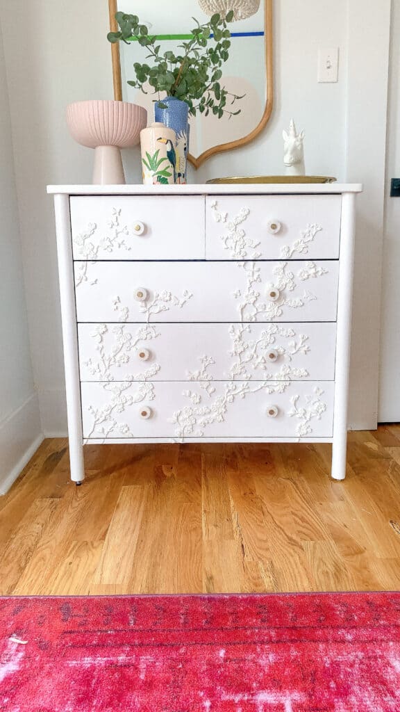 IKEA Bjorksnas dresser with floral resin molds 