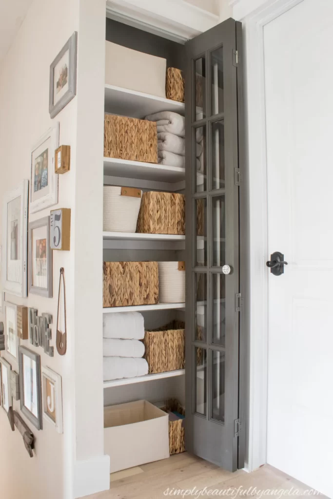 french doors to linen closet