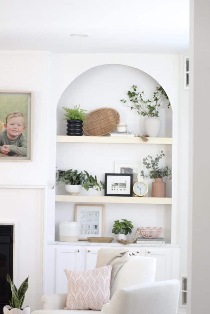 Arched built store in bookcase