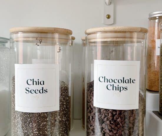 Labeled baking supplies in jars