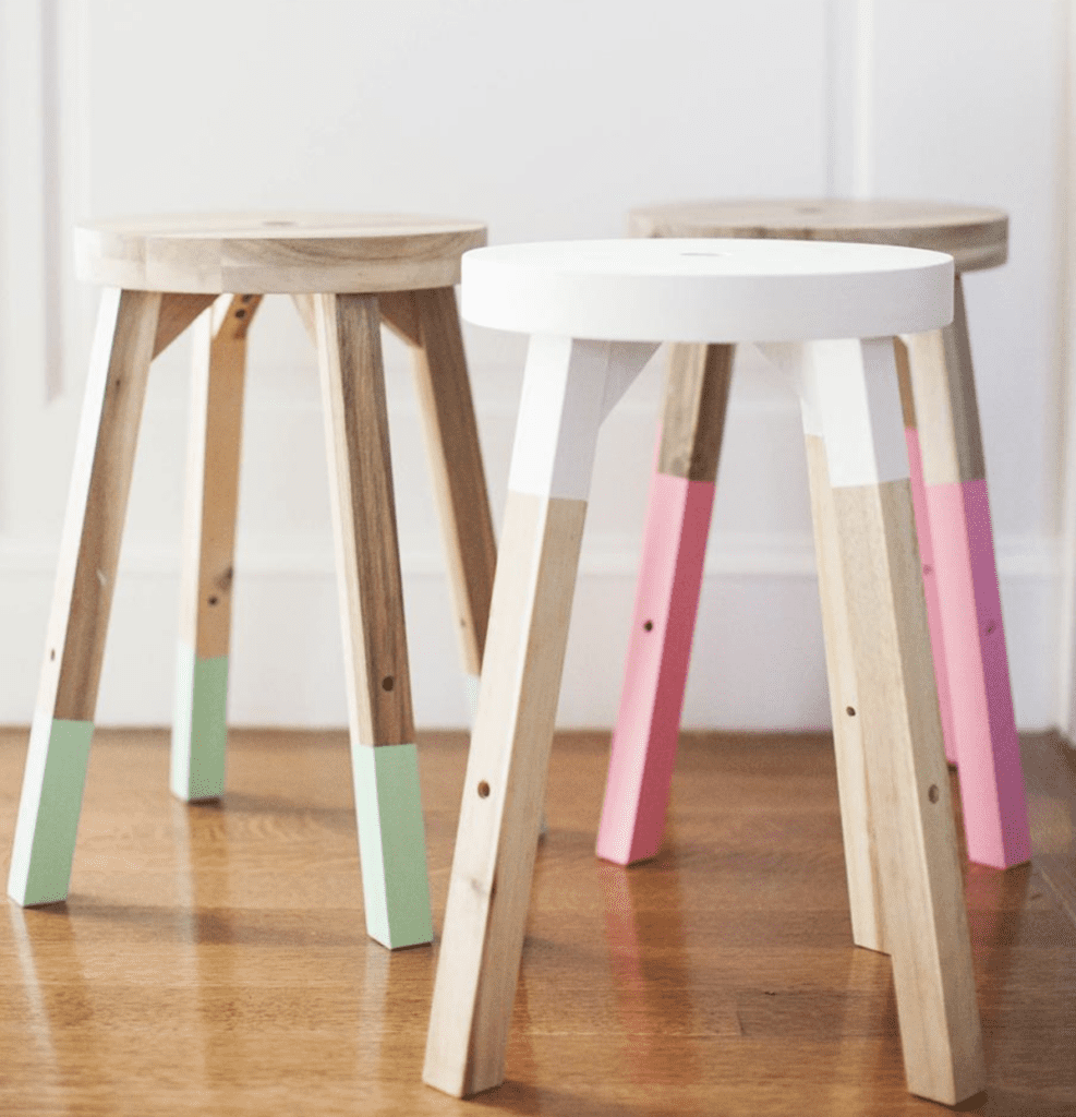 diy dip dyed stools