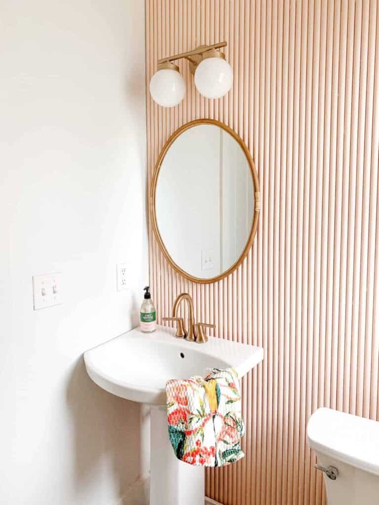 pink fluted wall in powder bath