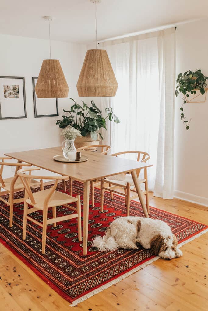 perfect size rug under table