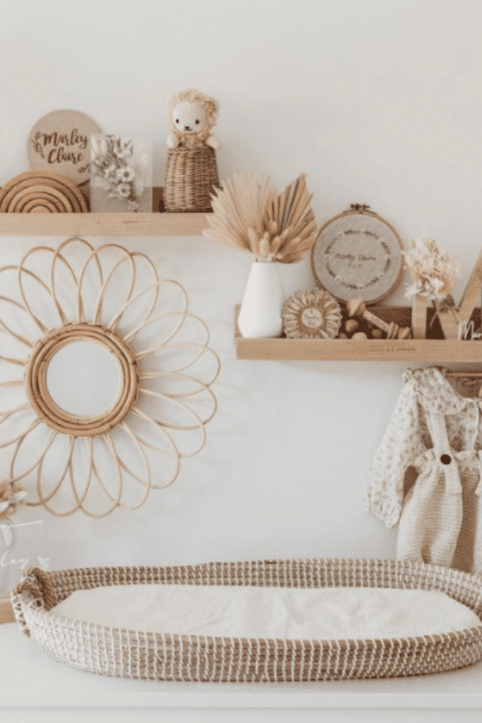 organic nursery shelf decor