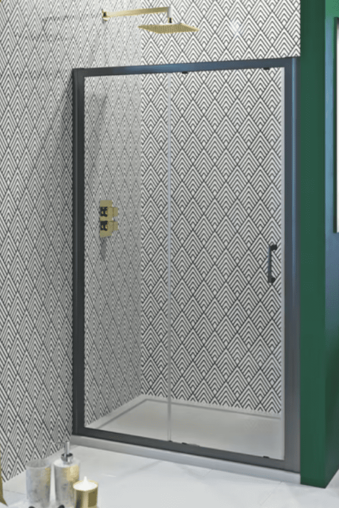 Acrylic shower wall panel in bold pattern