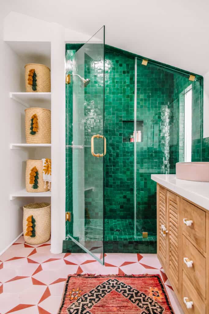 Green Glass Tile Shower