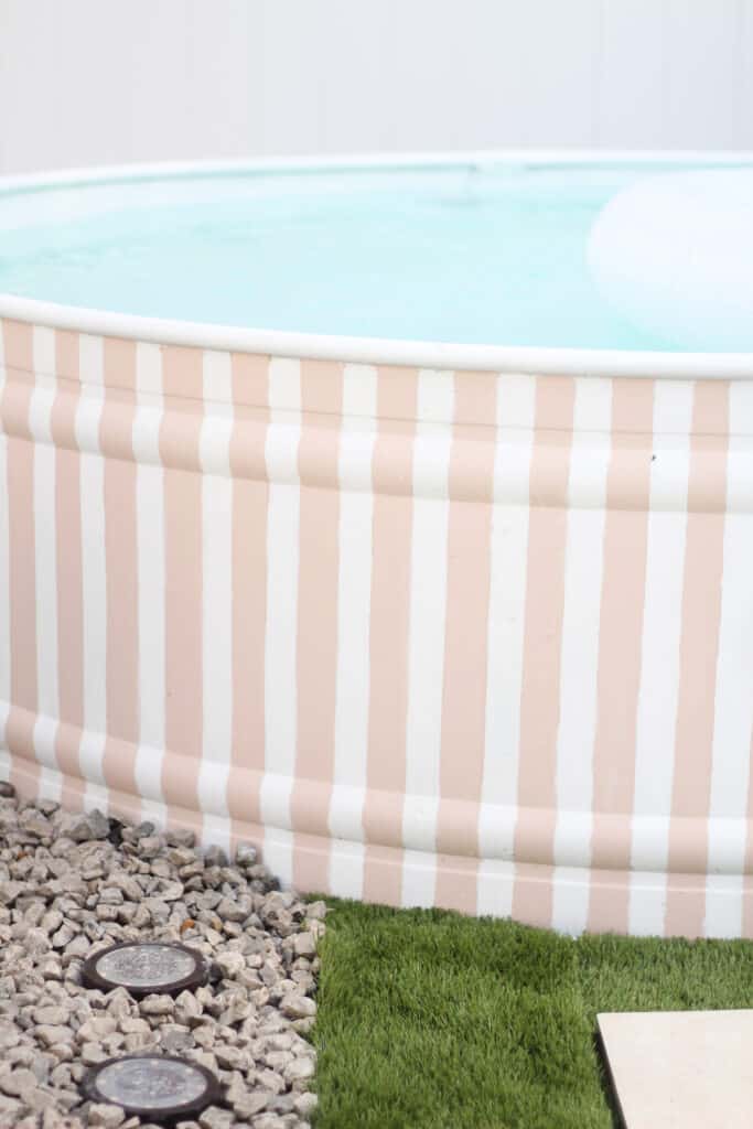 Pink stock tank pool diy with stripes