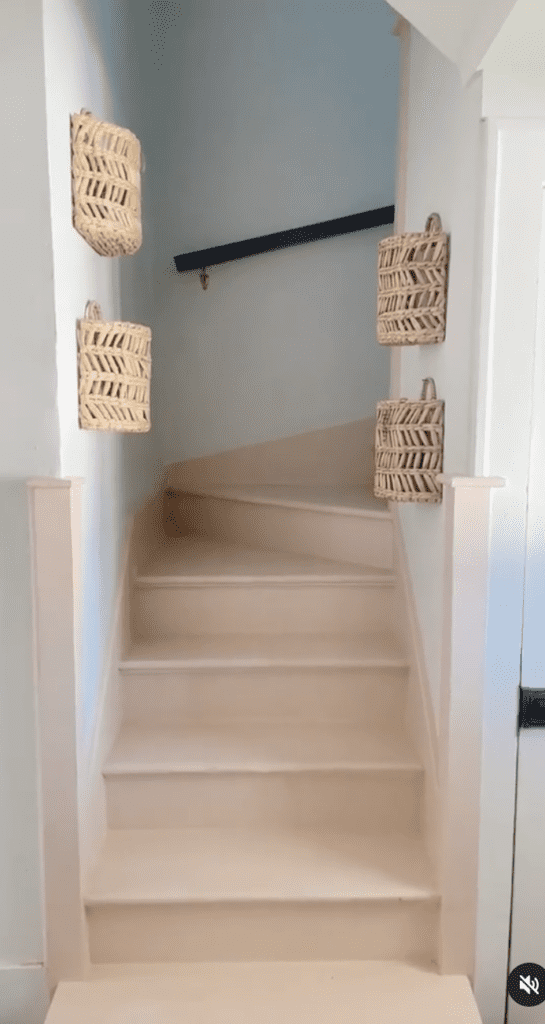 wall baskets in stairway