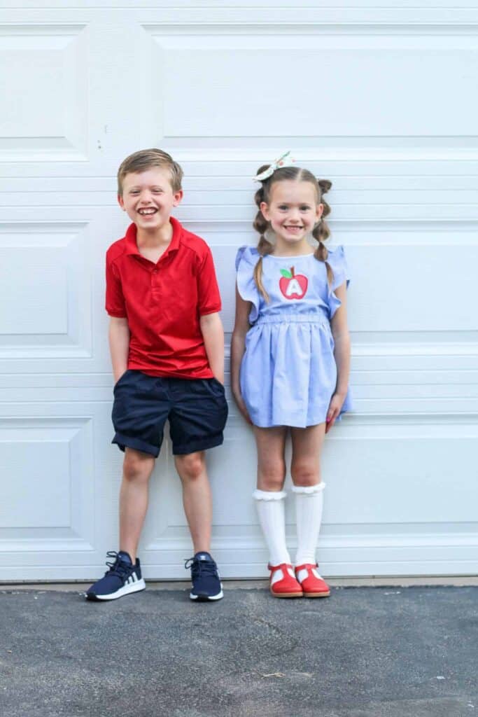 boy and girl in back to school clothes