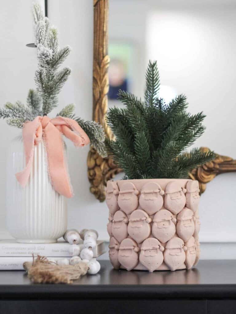 Santa planter DIY and vase for Christmas neutral decor