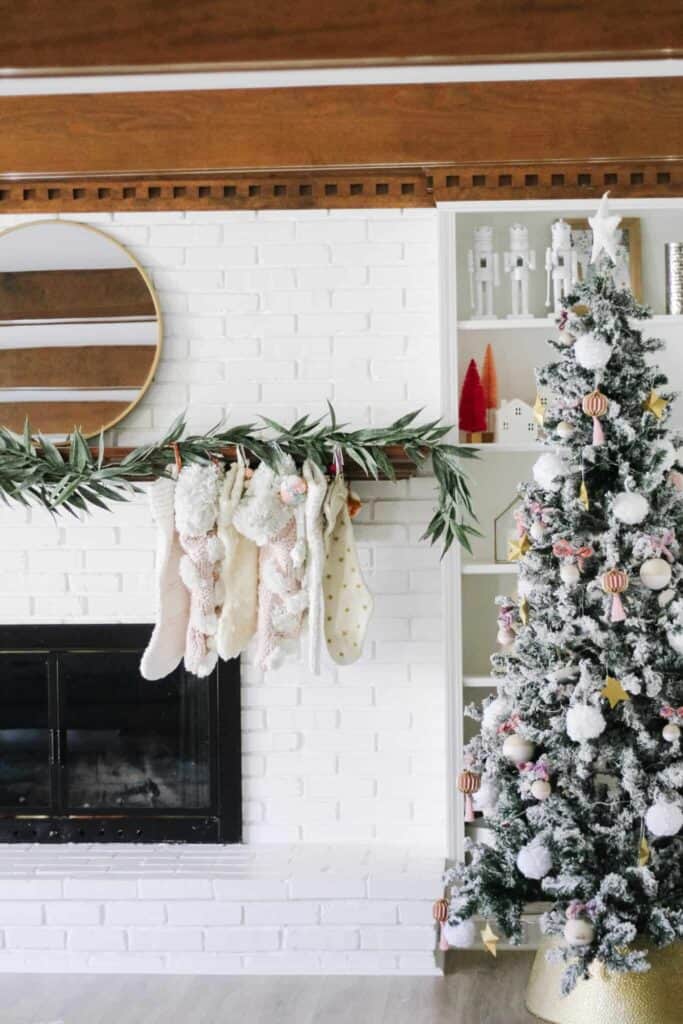Painting stone fireplace ideas and Christmas decor