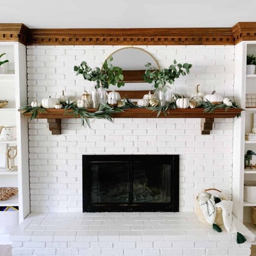 Painting stone fireplace ideas and fall decor