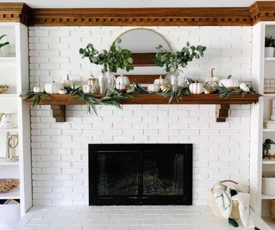 Painting stone fireplace ideas and fall decor