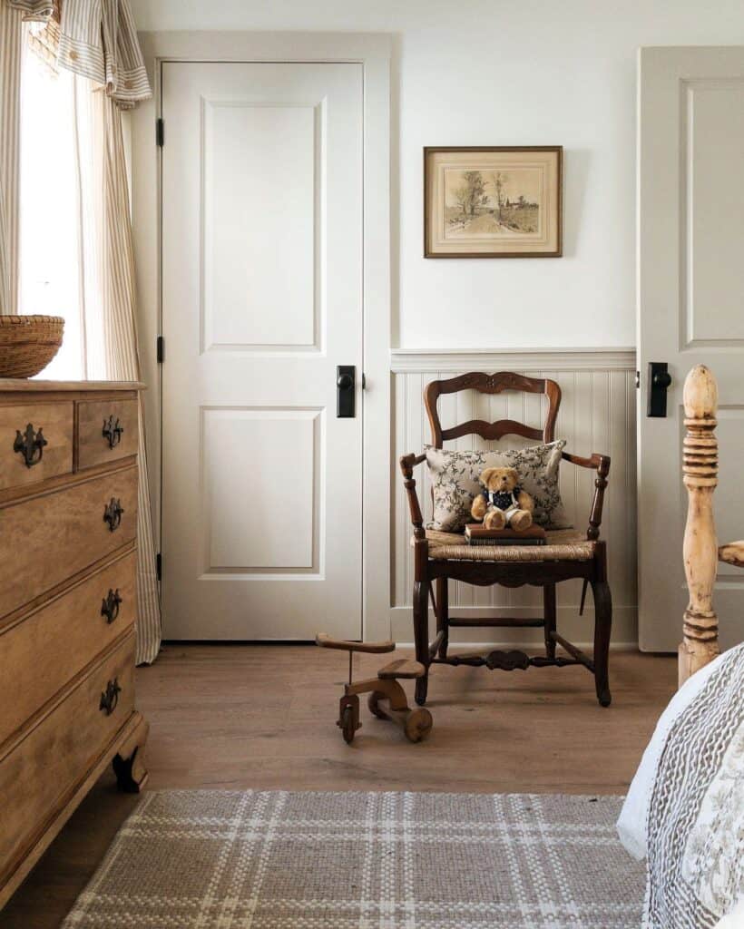 Natural bedroom with antique furnishing.