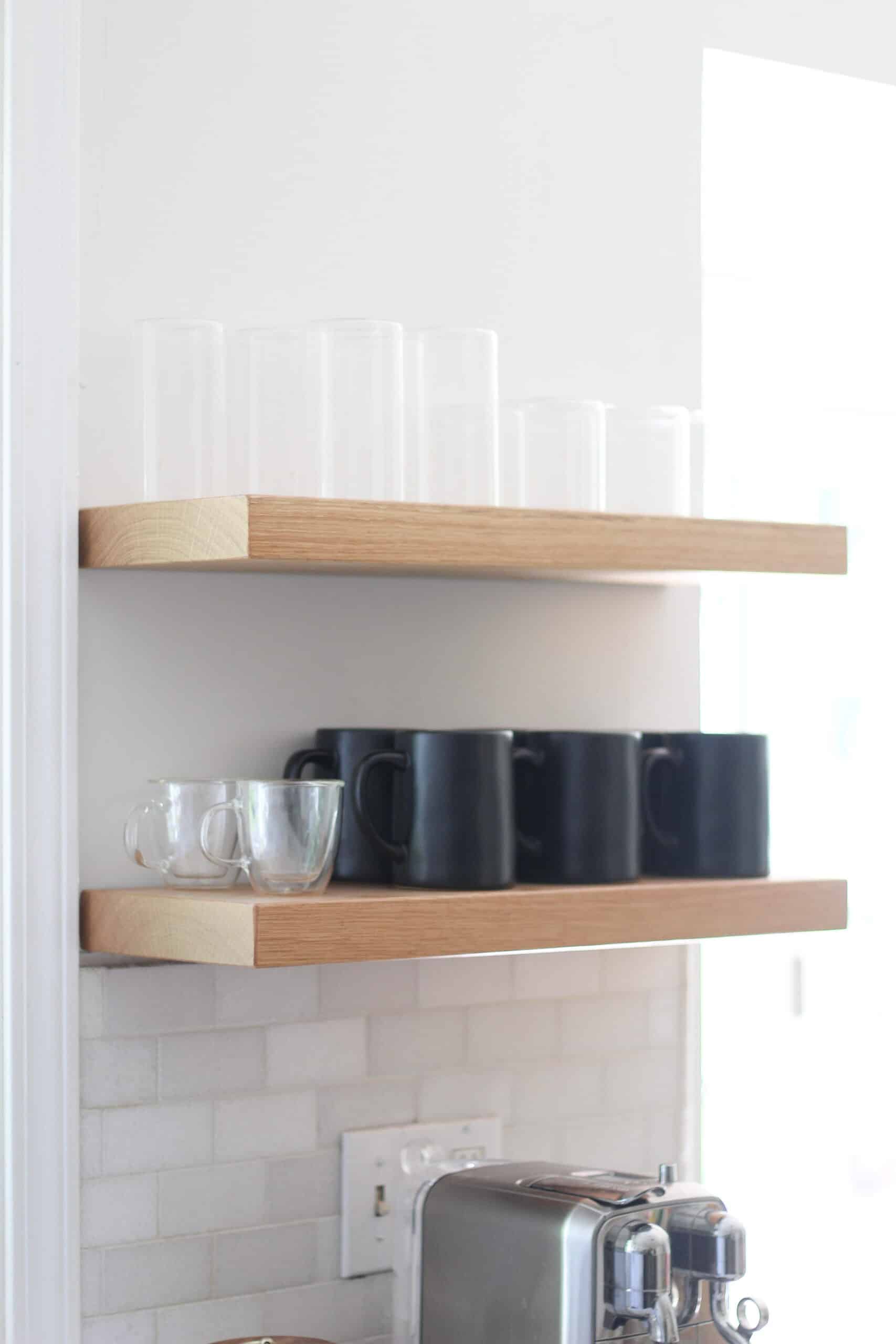 Unusual black metal shelves in the kitchen, open shelving