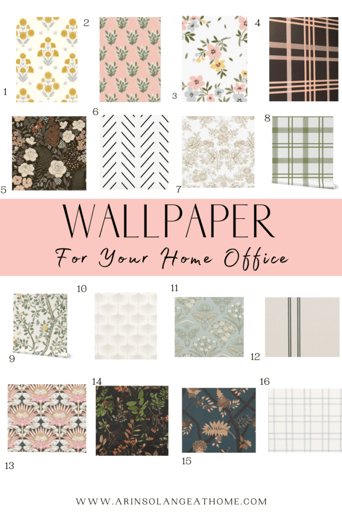 Home Office Wallpaper Ideas Pin Round Up