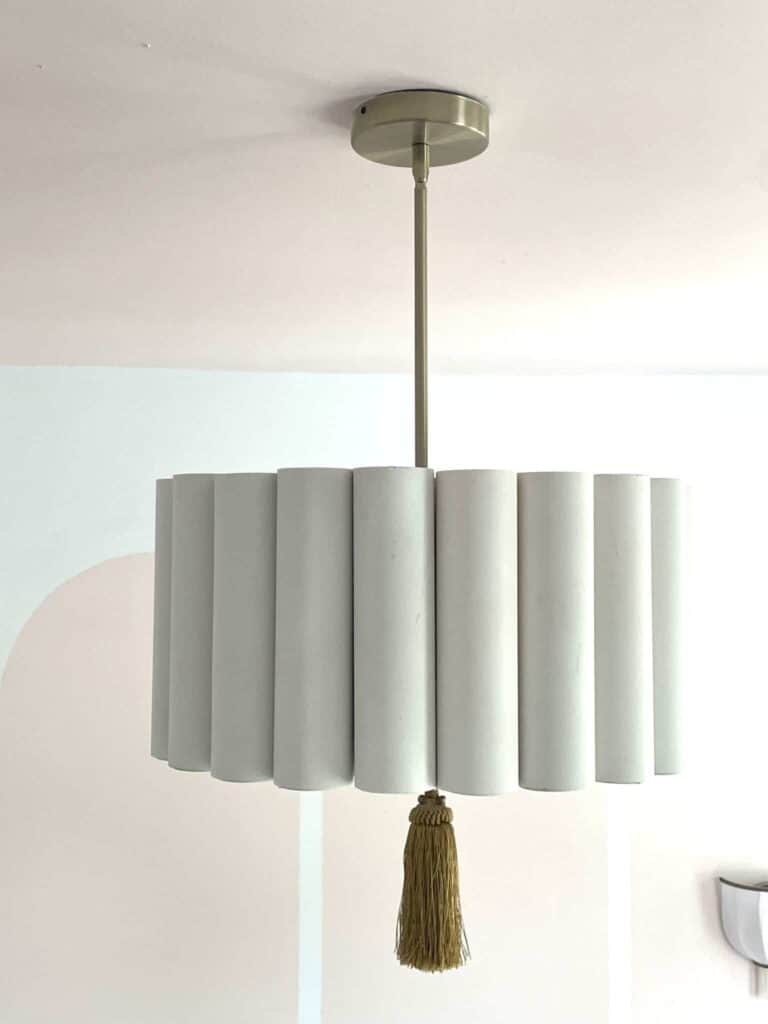 DIY Light Fixture in Toddler Girl Bedroom On A Budget made from PVC pipes.