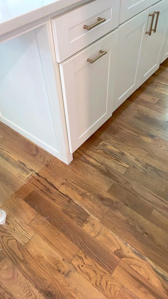 toe kick area of diy kitchen island 