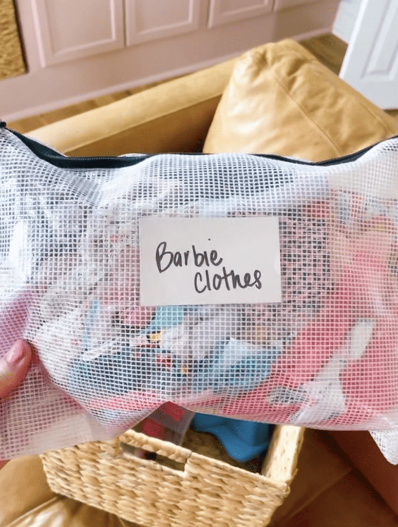 Barbie Clothes can be organized as seen in this ziplock organizer bag.