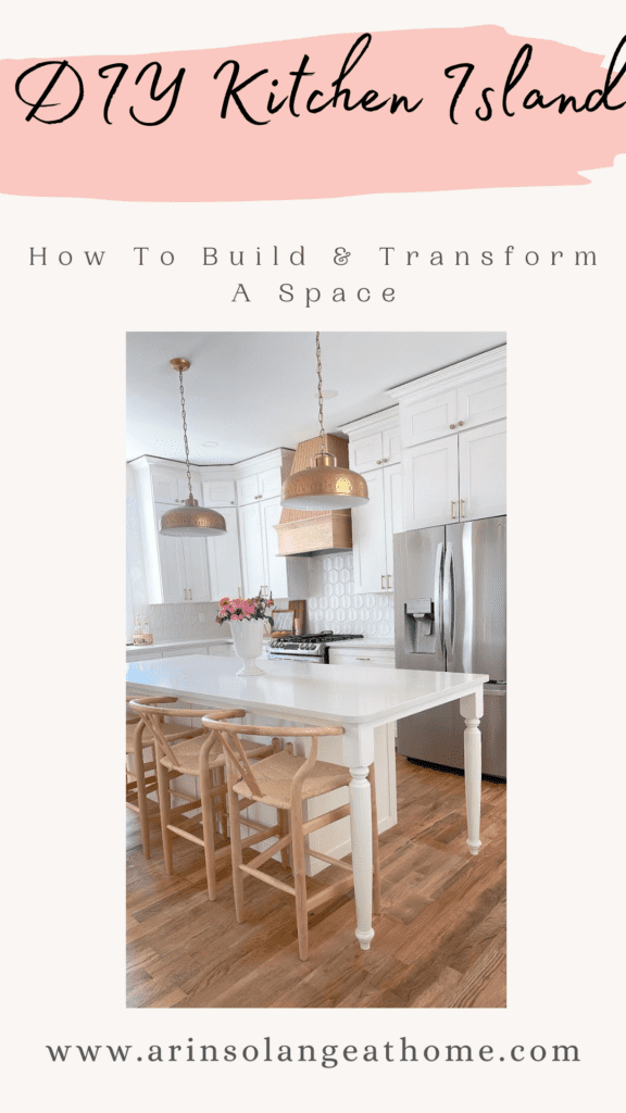 How to build and transform your DIY white kitchen island pinned look.