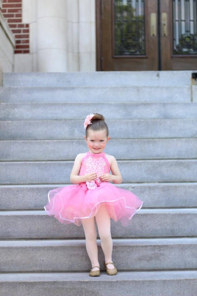Little girl in cute pink tutu.