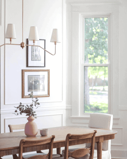 Classic dining table with light wood