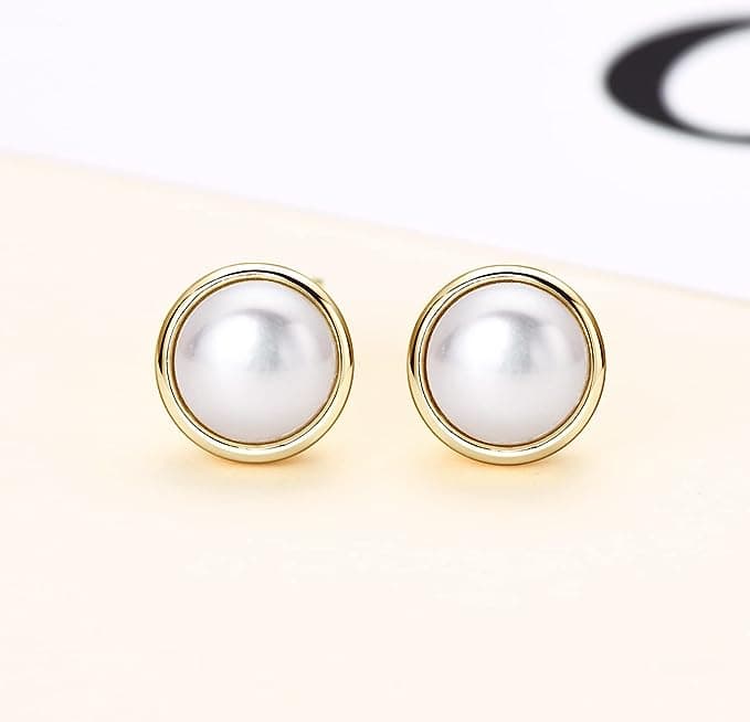 PAVOI 14k Gold Plated Sterling Silver Post Shell Pearl Drop Earrings |  Pearl Earrings for Women