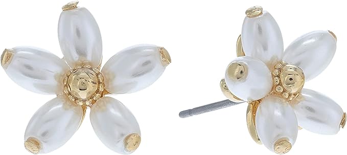 Pearl earring sizes can include floral and gold pearl earrings in different shapes.