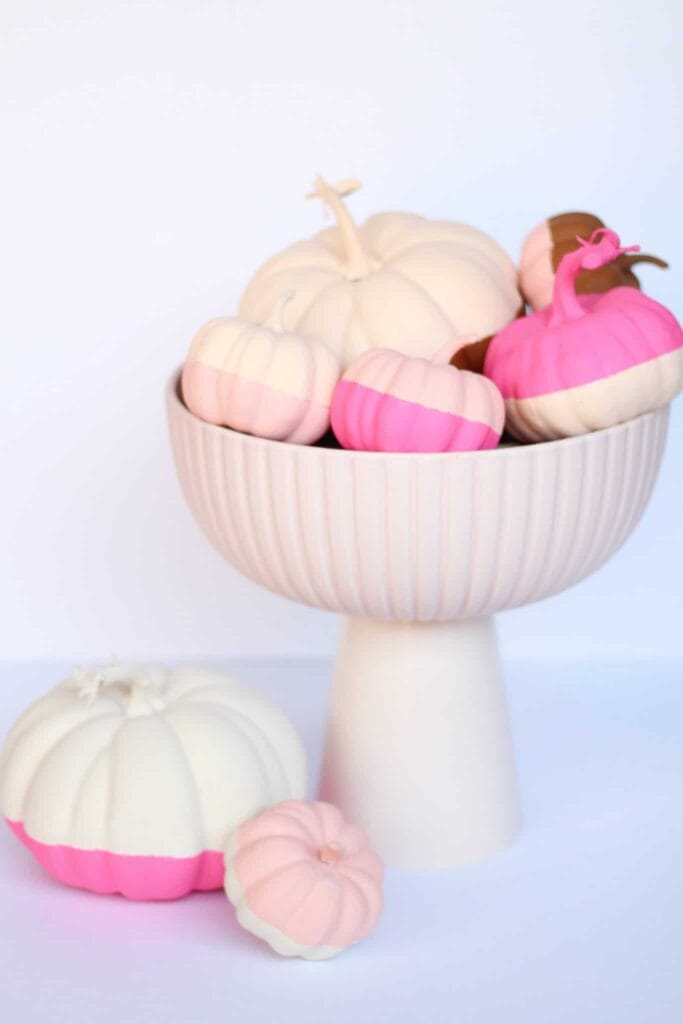 DIY Halloween Decorations pink color block pumpkins.