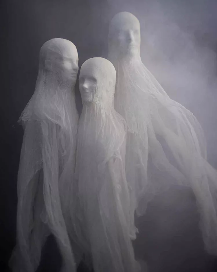 Cheesecloth spirits for easy DIY Halloween decorations.